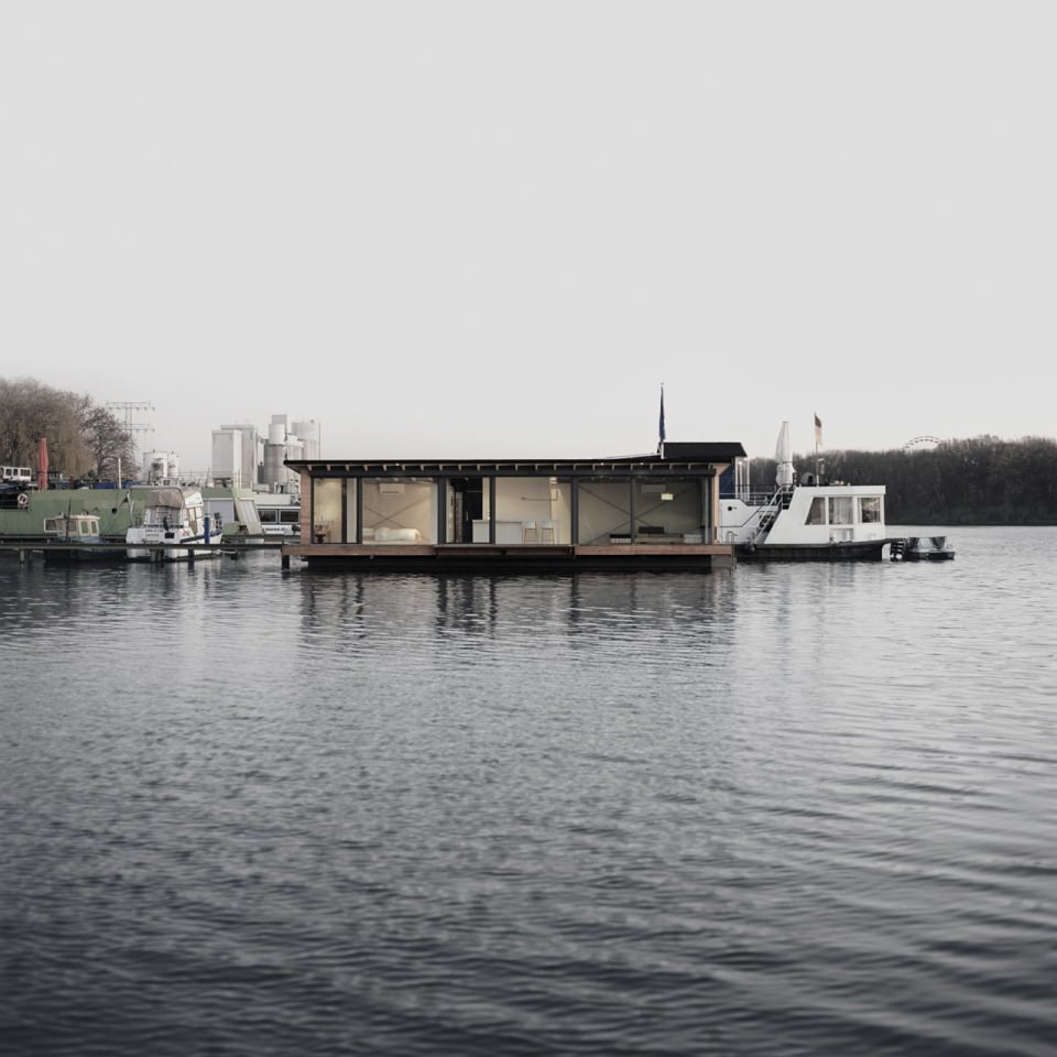 View of Modern Houseboat from the Lake Rummelsburg