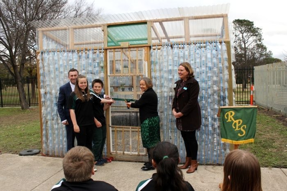 Education Minster Joy Burch officially opened the recycled greehouse