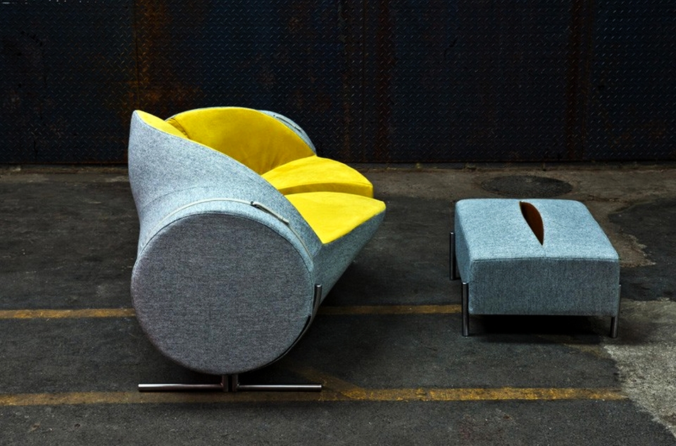 Slashed Sofa and Ottoman by Charlotte Kingsnorth