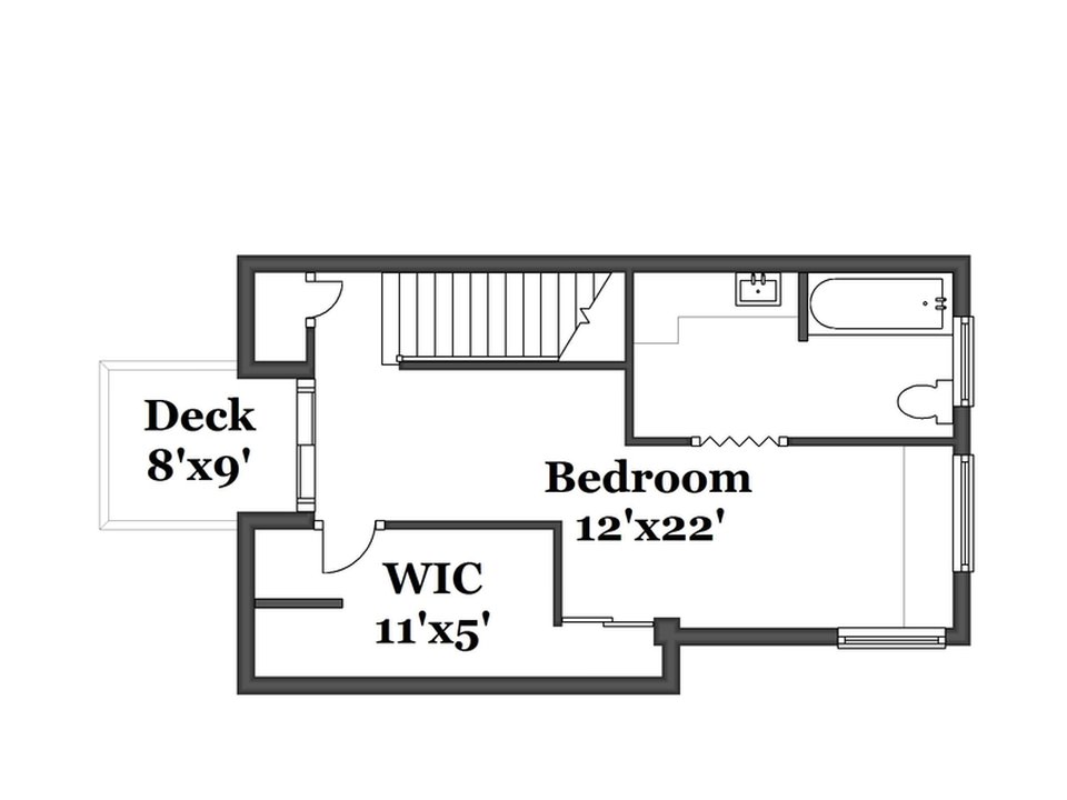 The upper level floor plan