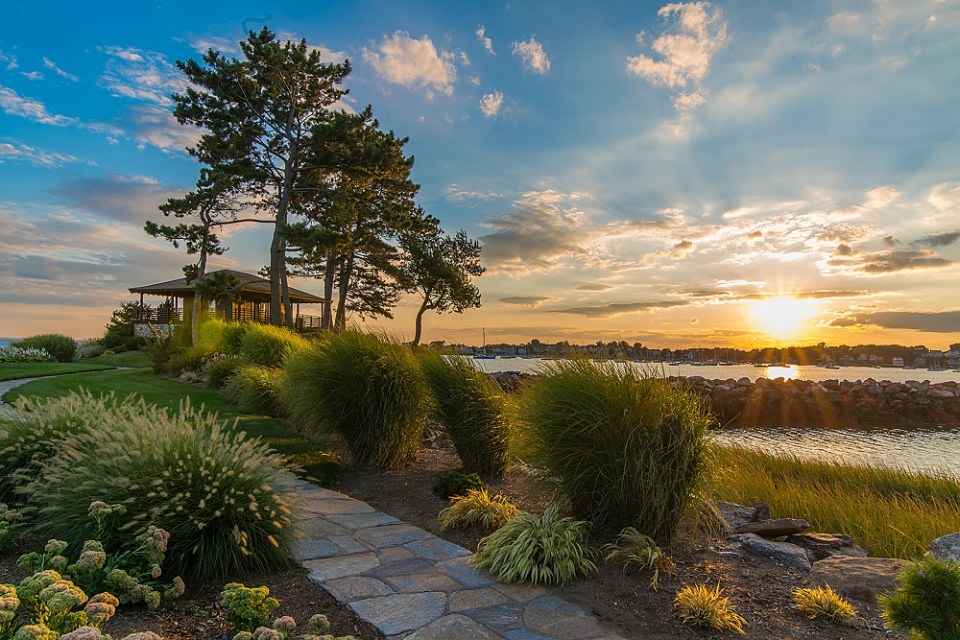 View of Tea house during the sunset 