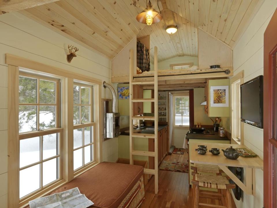 The interior view of the tiny house on wheels