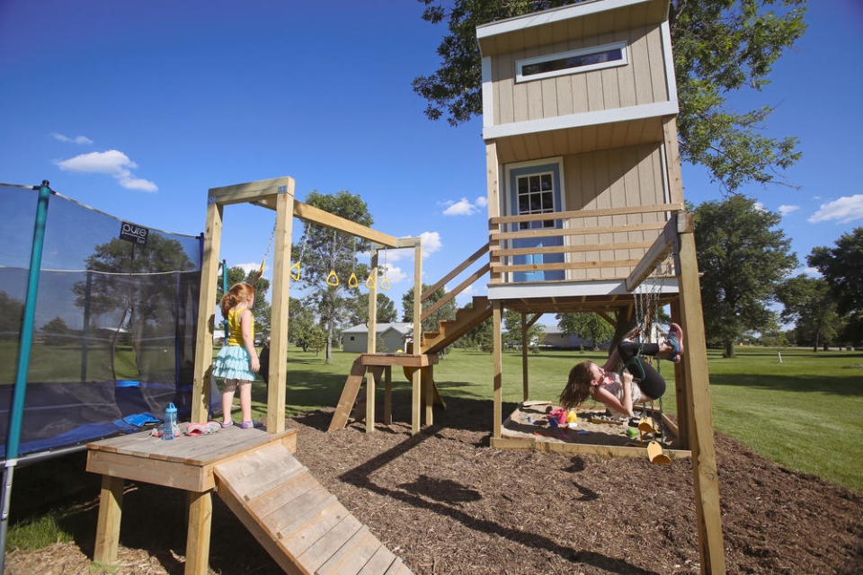 The treehouse with a loft, extended playground, monkey bars and sandbox