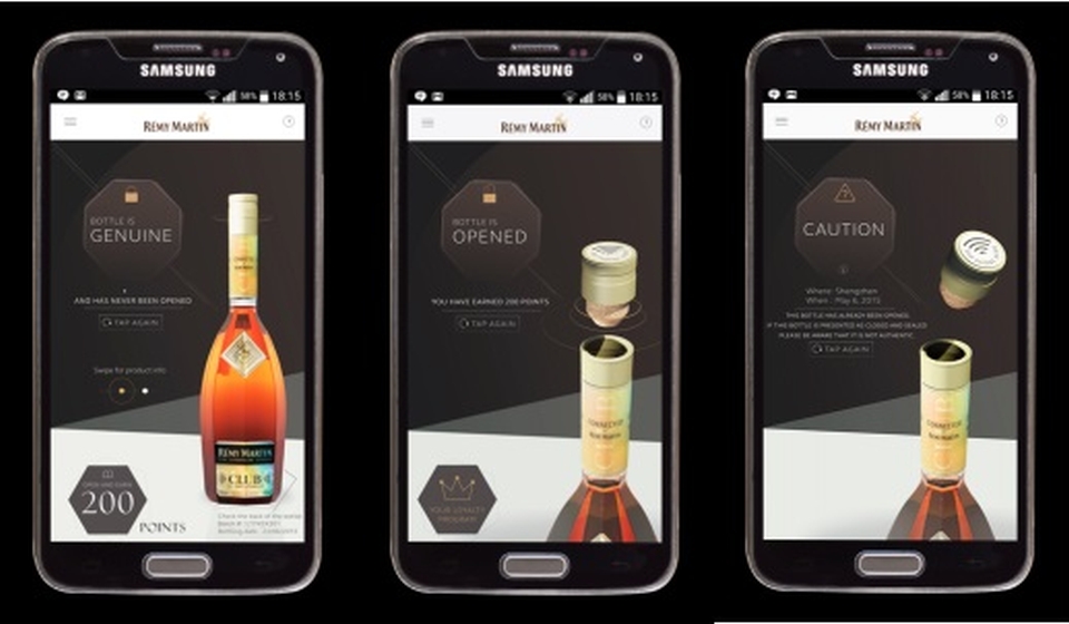 A dedicated smartphone application to earn rewards points and details regarding the bottle