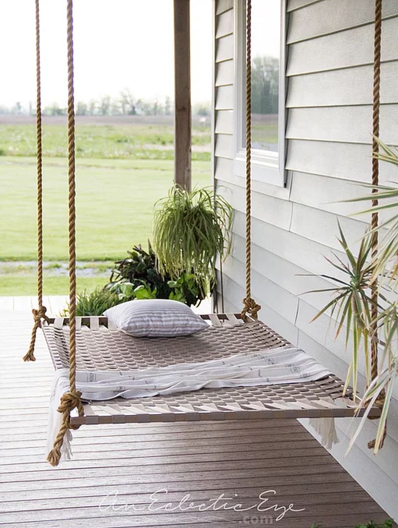 Woven porch swing