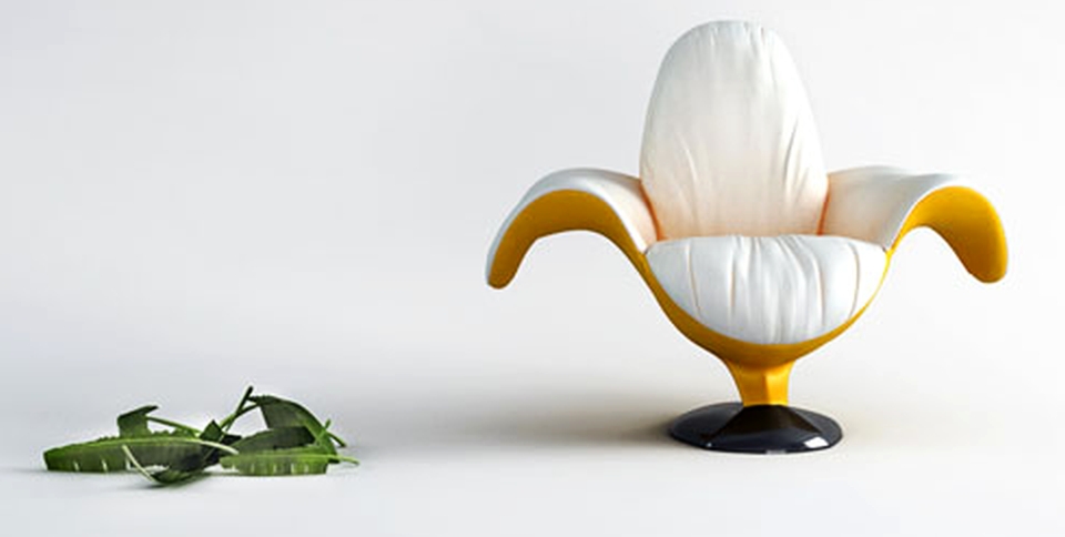 Banana-shaped armchair