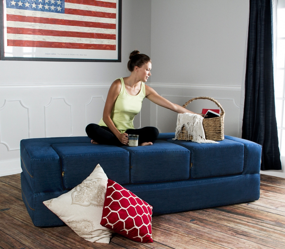 Zepline Denim convertible sleeper sofa