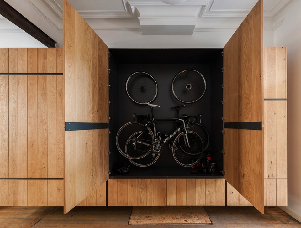 Hidden outlet bike storage