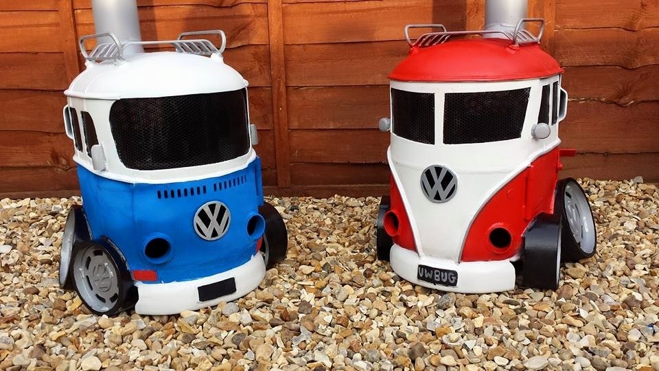 log burning stoves in shape of tiny VW campervans