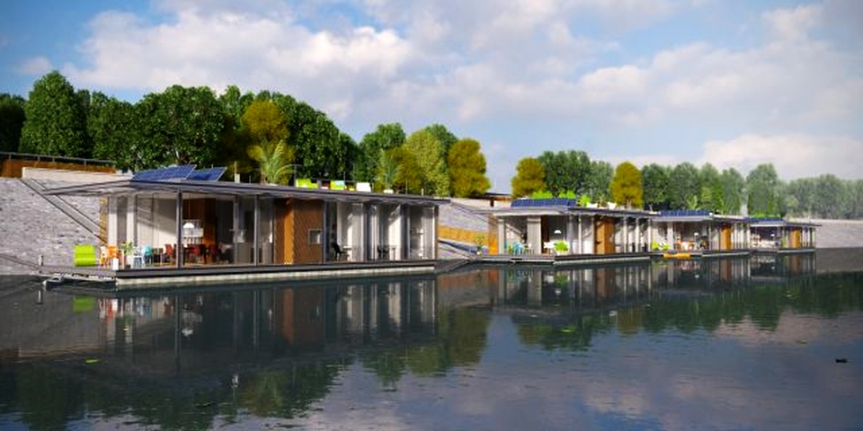 Floating houses on Danube, Budapest