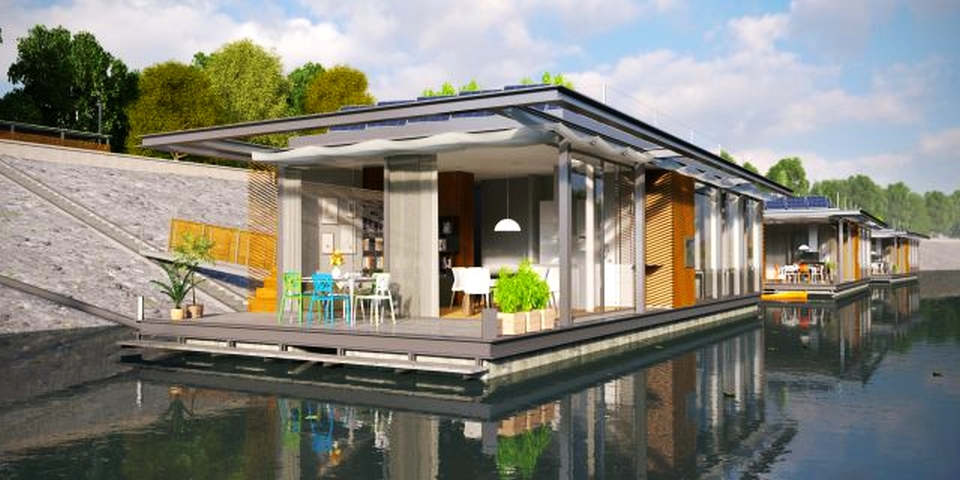 Floating houses on Danube, Budapest