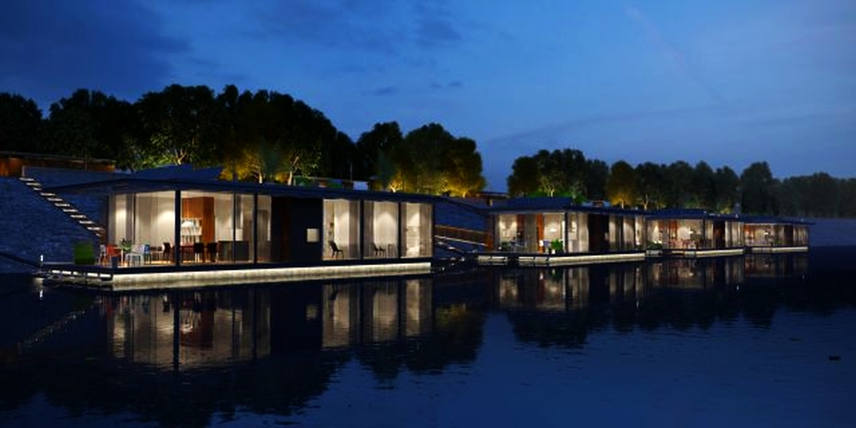 Floating houses on Danube, Budapest