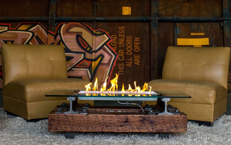 Trackside fire pit by Rail Yard Studios musical flames