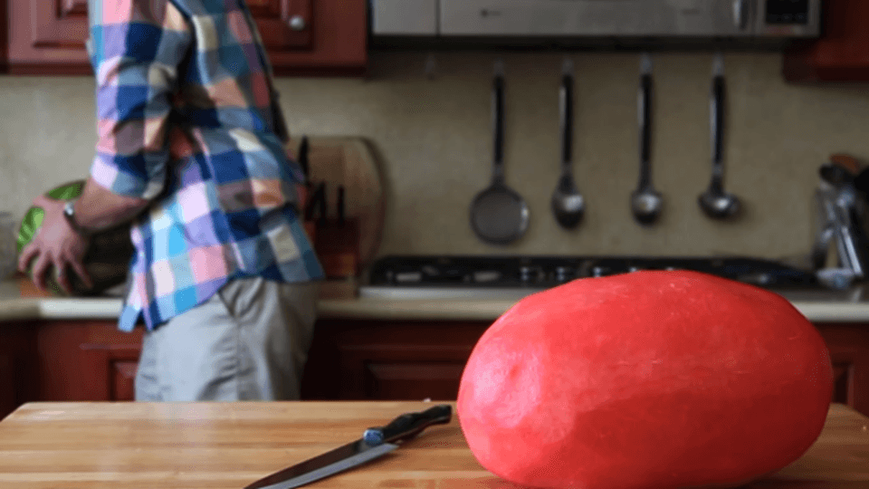 Weird trick to skin a watermelon in just 10 minutes