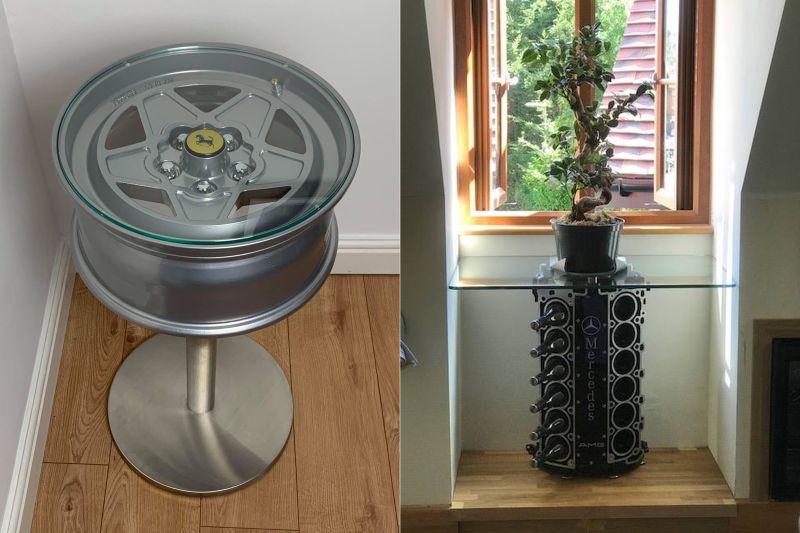 recycled car parts into furniture_side table rim