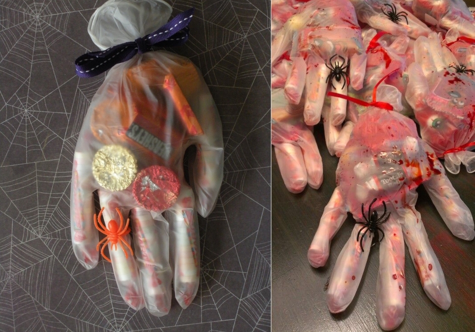 glove witch hand with treats halloween  