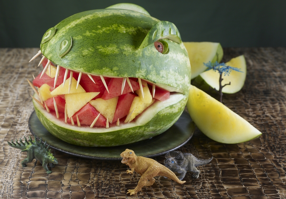 Dinosaur Watermelon carving 