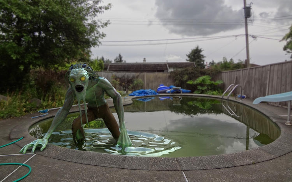 Zombie Stepping out of the Swimming Pool