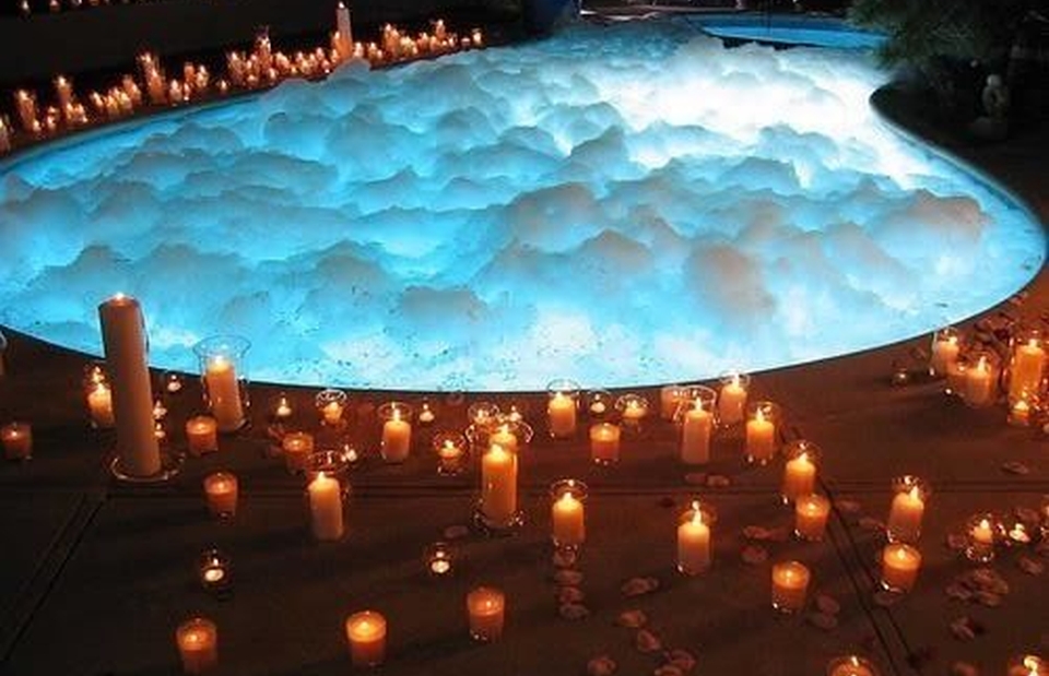 Bubbles and Lights for Halloween pool decor 