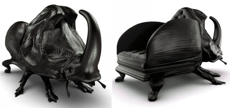 stuffed leather alligator sofa + chair by campana brothers