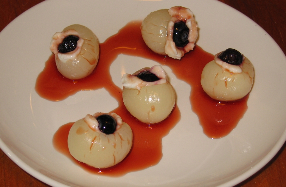 Edible eyeball jellies creepy Halloween treats 