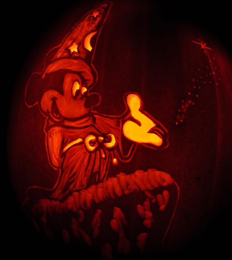 Sorcerer Mickey Pumpkin Stencil