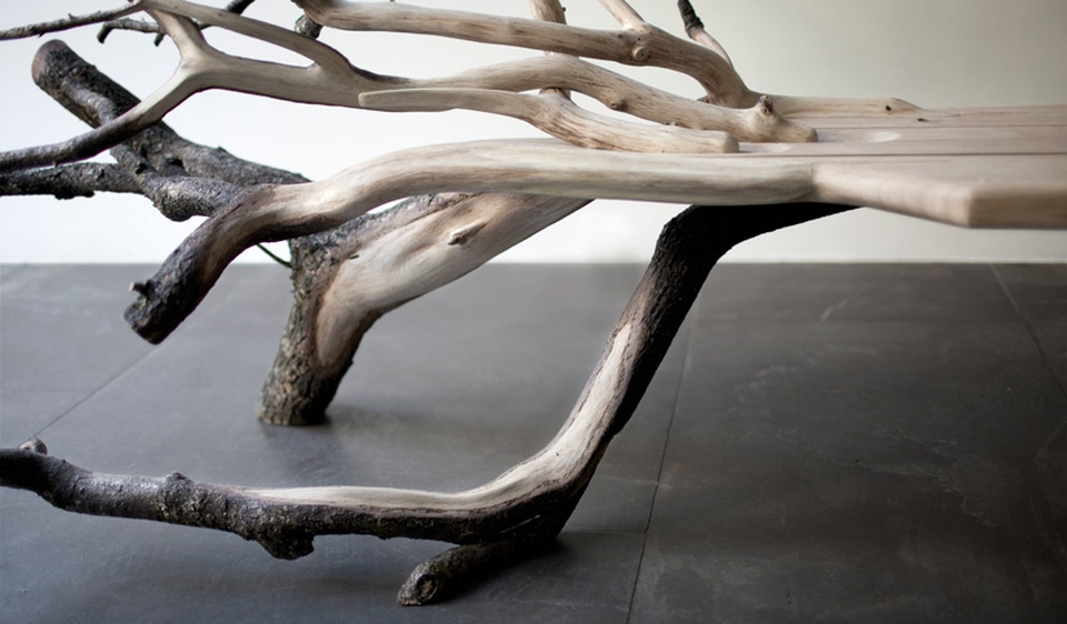 Fallen Tree Bench Keeps Natural Form of a Tree Intact