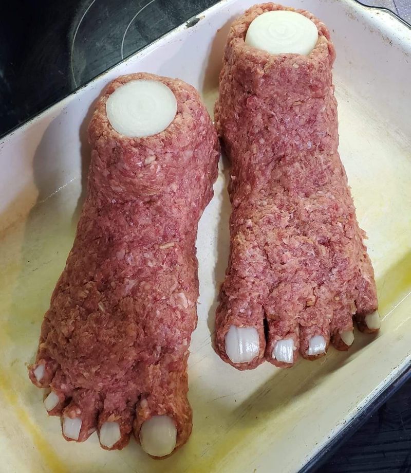 Feetloaf with bunions Creepy Halloween Food ideas 