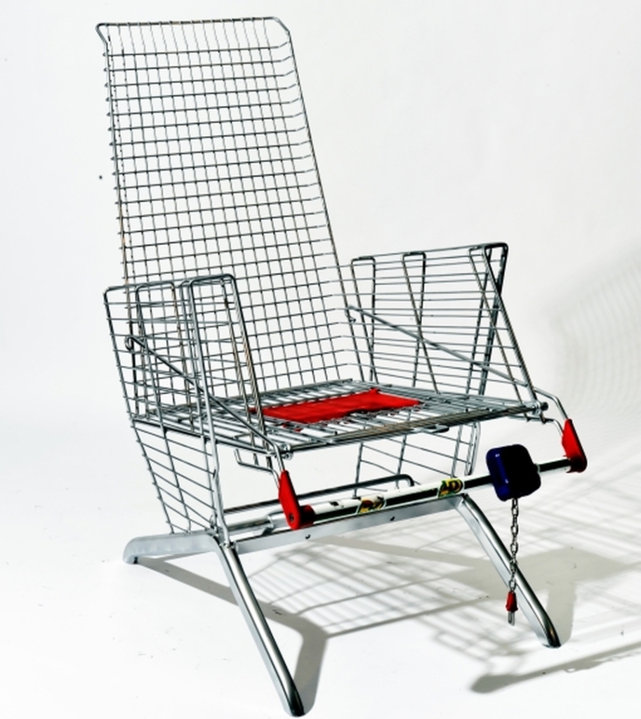 Discarded shopping carts turned into furniture and room items