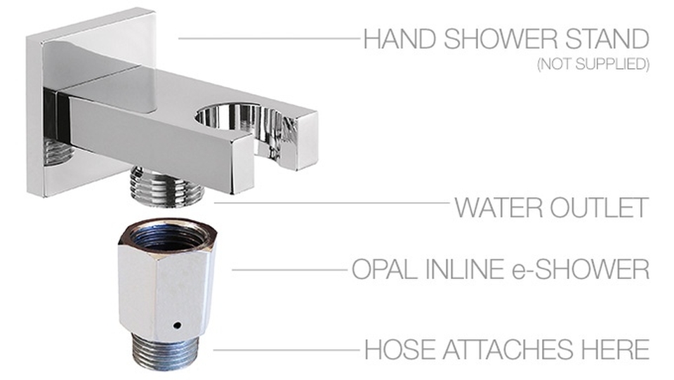 Opal inline handheld connection that easily fit between the existing water outlet and hose 