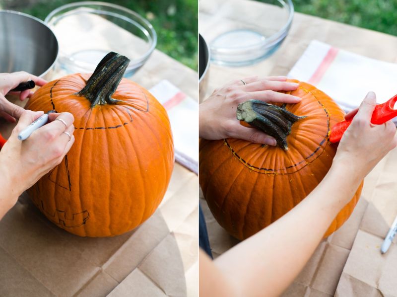 pumpkin carving tips - cutting the lid in angle