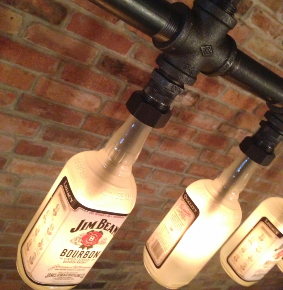 Industrial style bottle lamp