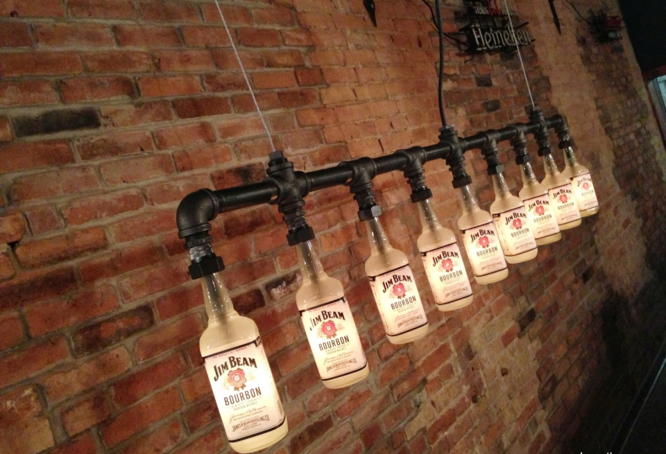 Industrial style bottle lamp