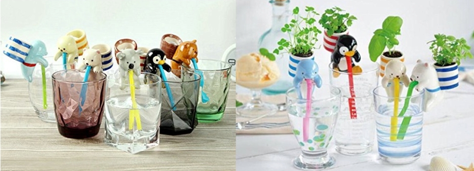 Self-watering animal planters 