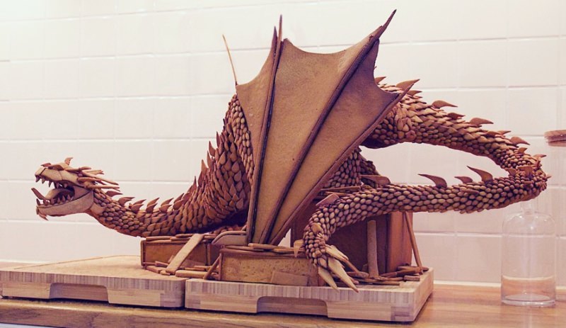 Gingerbread created in shape of Smaug the dragon from The Lords of rings.