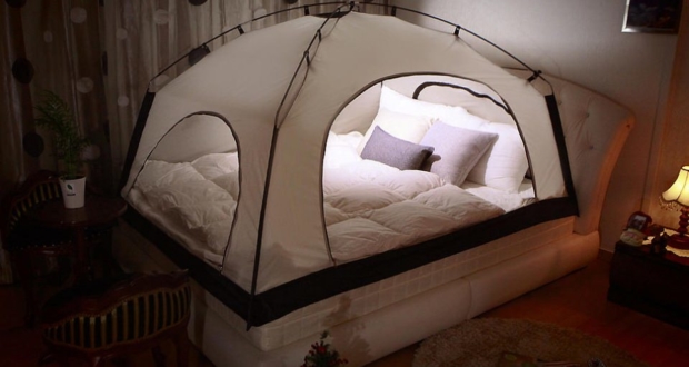 tent around bed