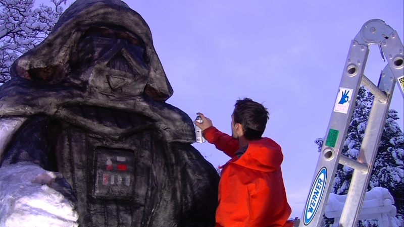 South Jordan man creates gigantic Snow Vader after winter storm