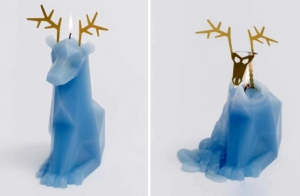 Animal-shaped candles reveal metallic skeleton as wax melts