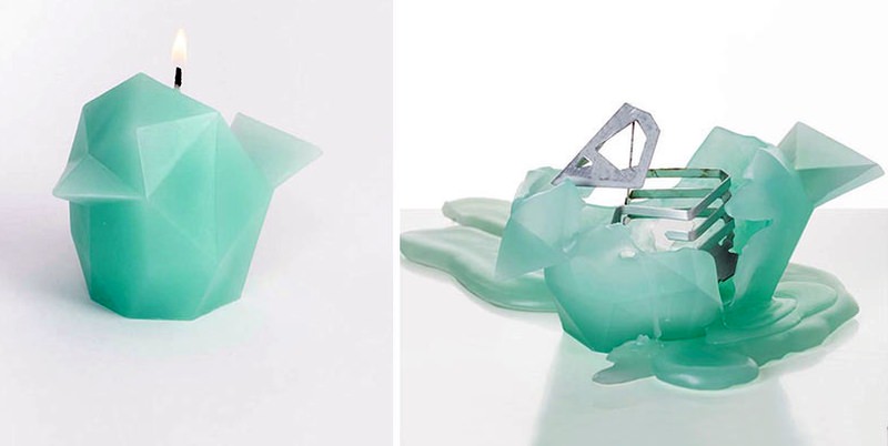 Animal-shaped candles reveal metallic skeleton as wax melts