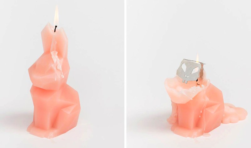 Animal-shaped candles reveal metallic skeleton as wax melts