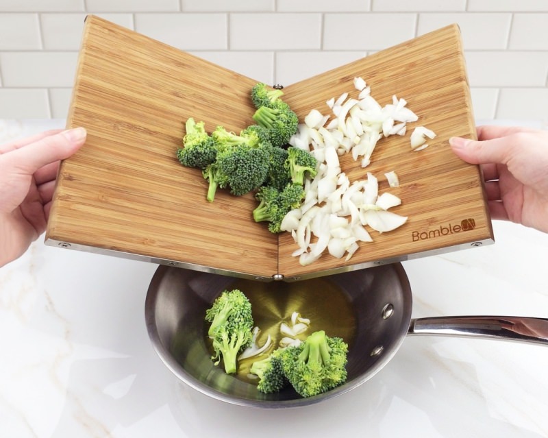 Bambleu 4-in-1 cutting board folds up for compact storage