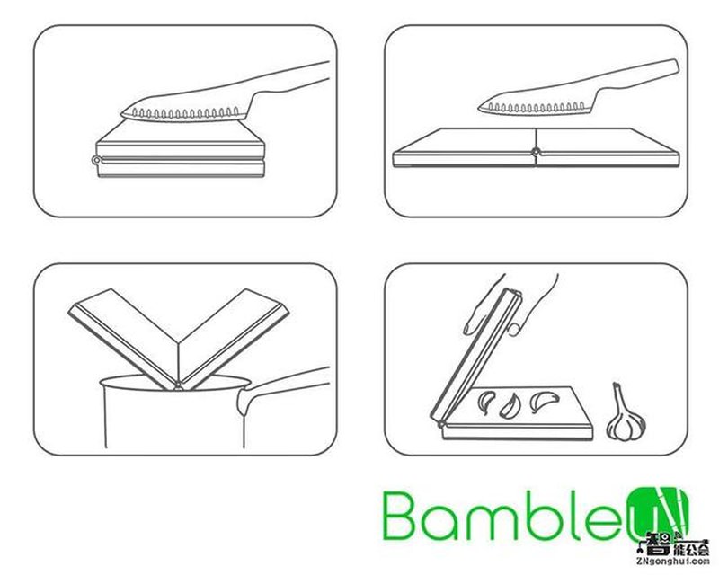 Bambleu: 4-in-1 folding bamboo cutting board saves space in small