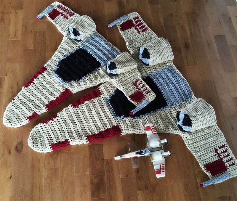 Crocheted X-Wing Starfighter Blanket by Michelle J Moore