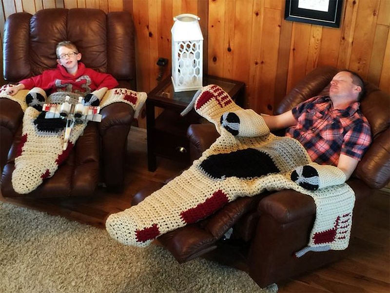 Crocheted X-Wing Starfighter Blanket by Michelle J Moore