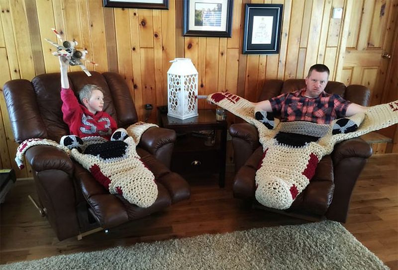 Crocheted X-Wing Starfighter Blanket by Michelle J Moore