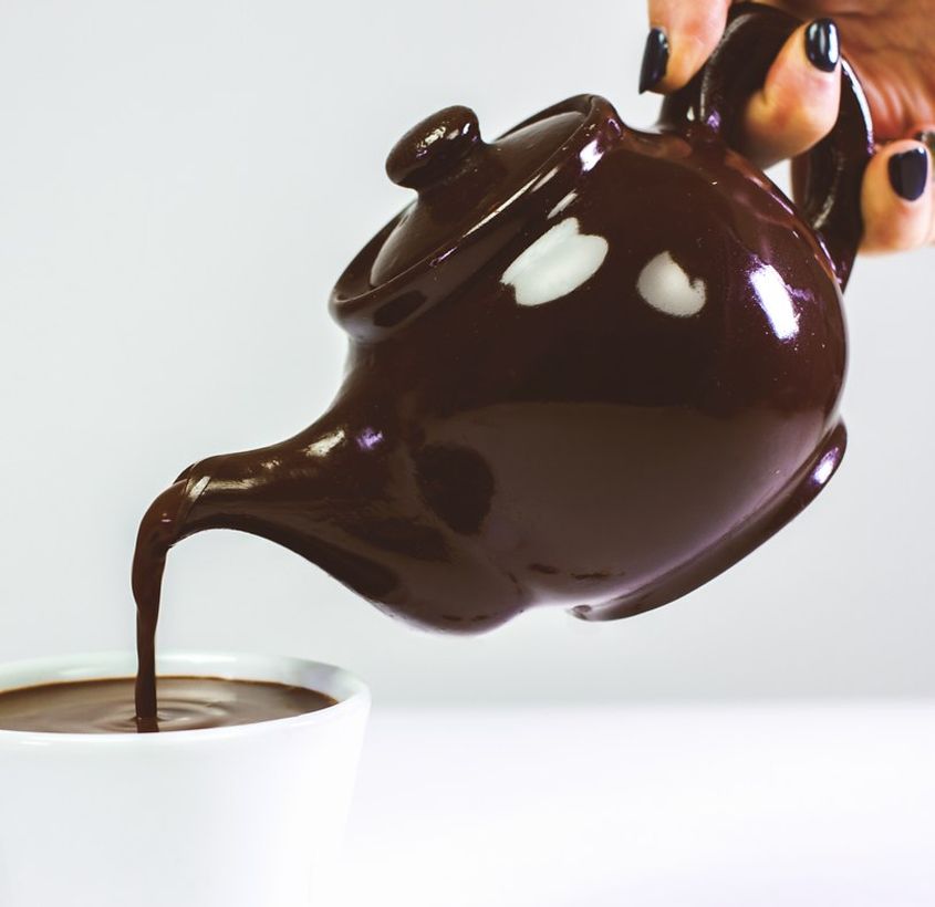 Edible chocolate teapot melts when you pour drink