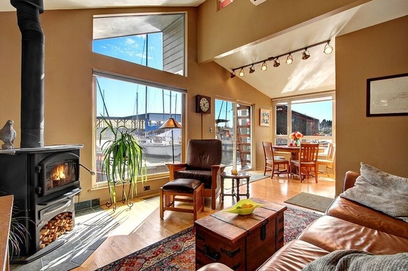 Living area features large glass windows to offer outside views