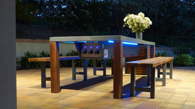 Angara Maximus outdoor dining table with built-in gas barbeque grill 