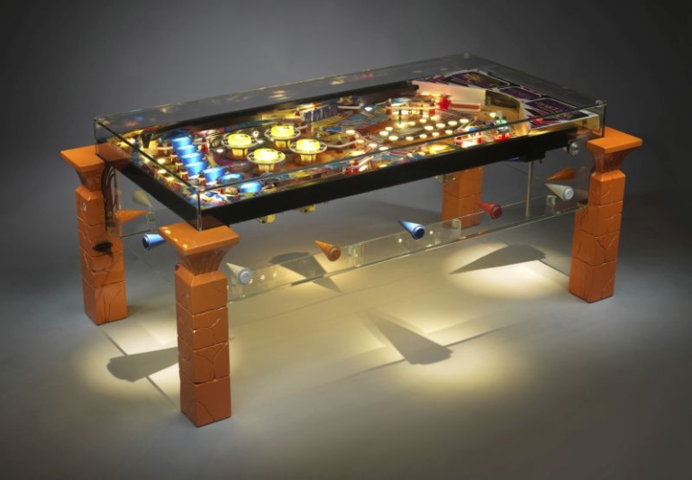 Druid Interactive Coffee Table represents art of vintage pinballs