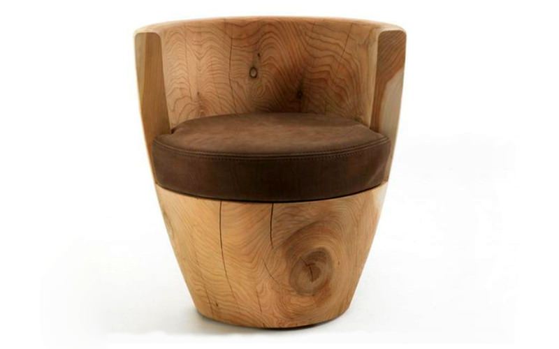 TAFFEE: Coffee Cup-Shaped Armchair Derived From Cedar-wood Trunk